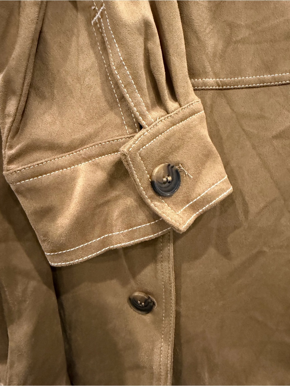 H&M Women's Suede feel Button-Front lightweight jacket - Tan Sz S - Picture 3 of 7